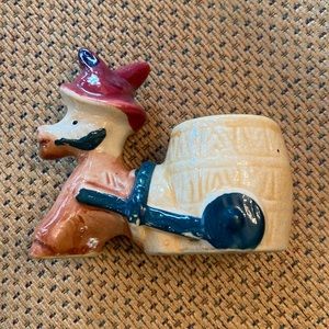 Small vintage donkey toothpick holder